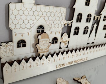 Advent countdown with name, Advent calendar made of wood, Christmas countdown, Christmas, Advent, children&#39;s calendar, wooden calendar