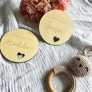 Otteniamo un disco di legno per ragazza/ragazzo, una carta fondamentale, rivelazione del genere, tu sei un, è una carta fondamentale, baby shoot, baby shower