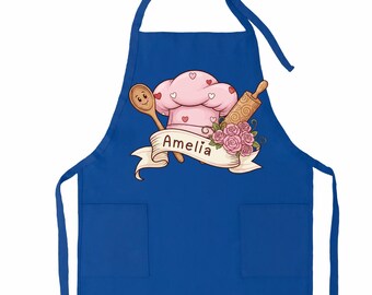 Customized Cotton Apron: Personalized Baking Gift, Name on Aprons, Toddler, Youth Apron, Velentine Gifts
