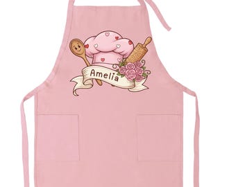 Customized Cotton Apron: Personalized Baking Gift, Name on Aprons, Toddler, Youth Apron, Velentine Gifts