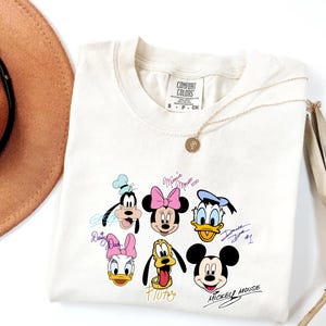 Comfort Colors Retro Disney Characters Signatures Tee