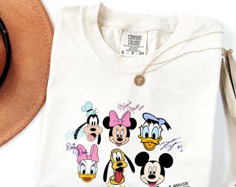 Comfort Colors Retro Disney Characters Signatures Tee