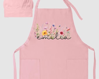 Custom Floral Apron, Personalized Baking Gift