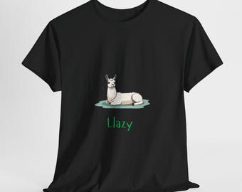 Funny Lazy Llama Tee, Comfy Alpaca T-Shirt, Hilarious Animal Lover Shirt, Sarcastic Graphic Tee, Humorous Lazy Day Top, Unisex Cotton Tee