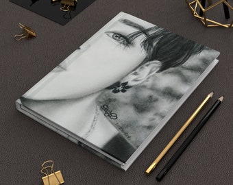 Hardcover Journal Matte BTS Park Jimin print notebook hand drawn charcoal portrait fanart art gift for army mom sister bestie girlfriend