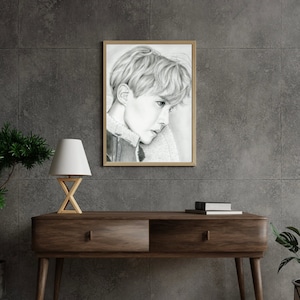 Satin / Archival Matte Poster BTS j-hope Jung Hoseok Druck original fanart Geschenk Armee Freund Familie Wand Kunst Dekor handgezeichnetes Kohle Portrait