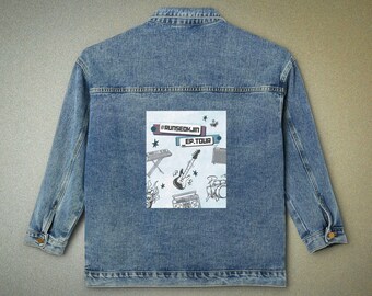 BTS Jin Runseokjin Tour Design Womens Denim Jacket, Light