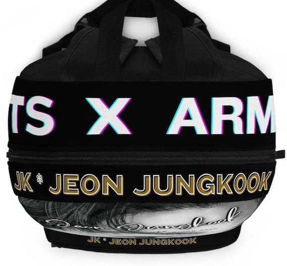K-POP BTS ジョングクバッグ BTS Jungkook Black Backpack, Kpop Fan Gift, Knapsack for