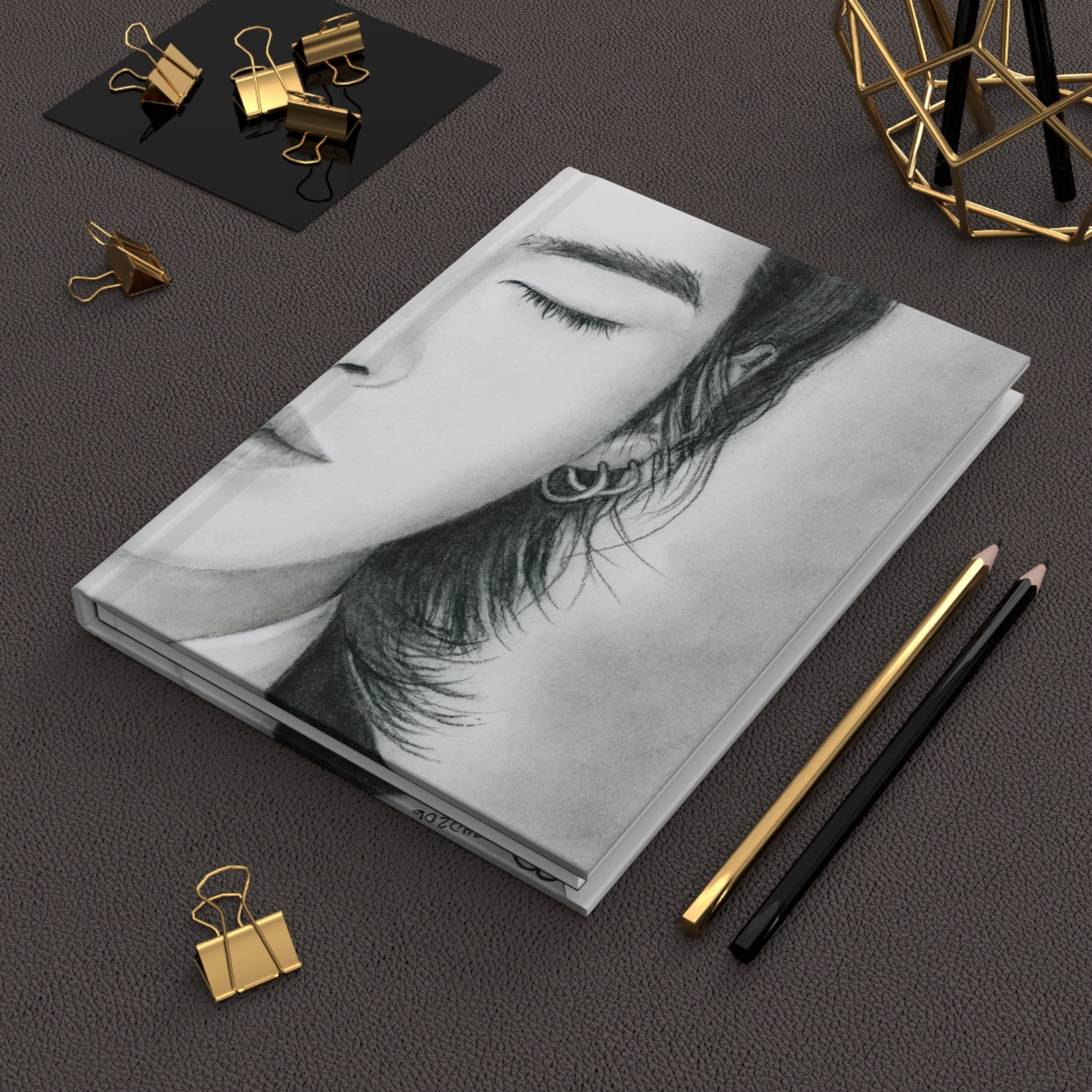 Hardcover Journal Matte BTS SUGA Agust D Min Yoongi D-Day print notebook hand drawn portrait art gift for army mom sister bestie girlfriend