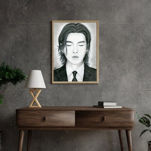 Satin / Archival Matte Poster BTS SUGA Agust D Min Yoongi Druck original fanart geschenk armee freund wand kunst dekor hand gezeichnet kohle porträt