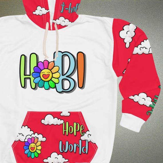 BTS J-hope Hope World Unisex Pullover Hoodie, Hobi Rainbow Flower
