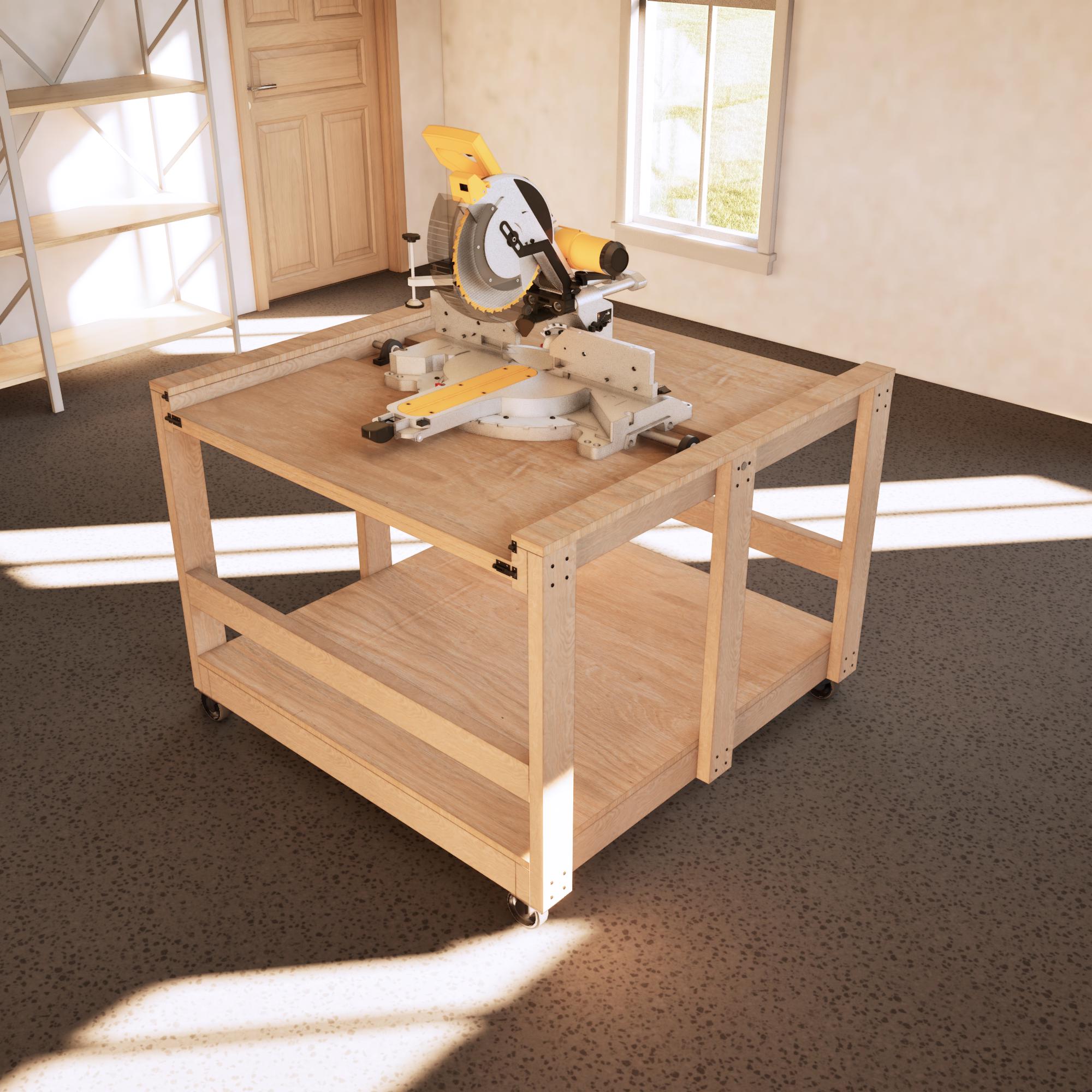 DIY Flip Top 4x4 Workbench Plans, Rotating Bench to Miter Saw Station ...