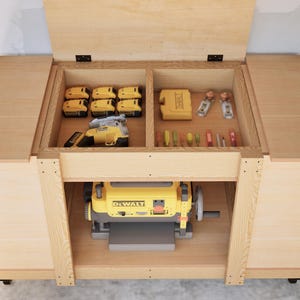 Förvaringsplaner för arbetsbänkar, verktygsskåp med fällbart lock, lådor, garageorganisatör i PDF-format bild 4