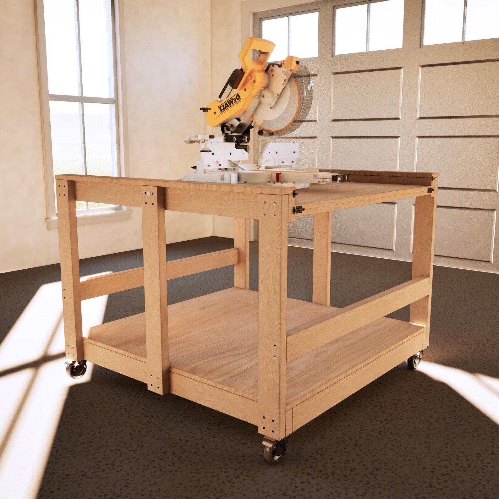 DIY Flip Top 4x4 Workbench Plans, Rotating Bench to Miter Saw Station ...