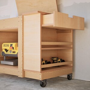 Förvaringsplaner för arbetsbänkar, verktygsskåp med fällbart lock, lådor, garageorganisatör i PDF-format bild 5