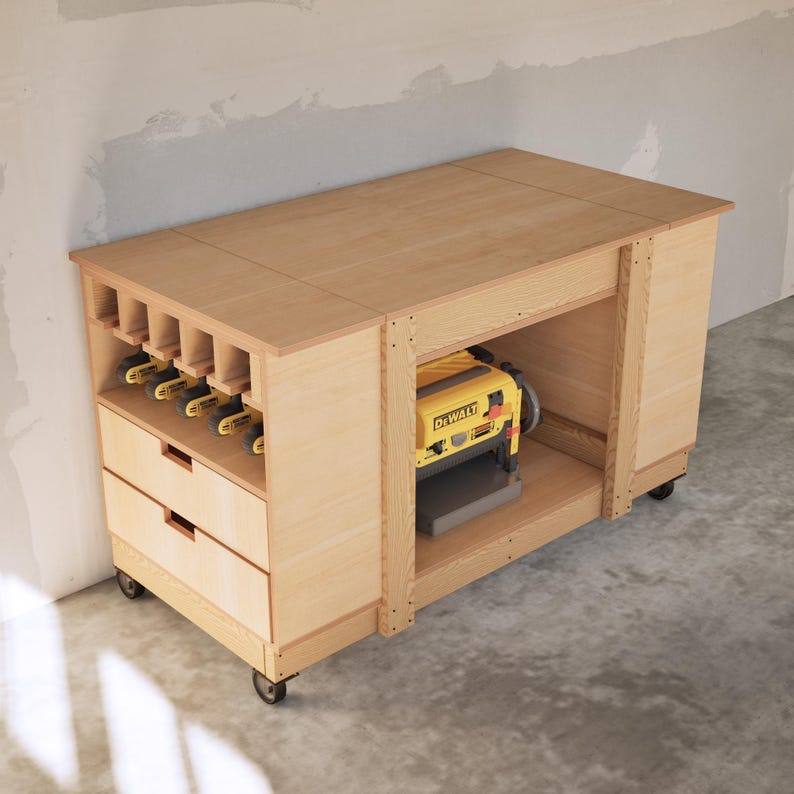 Förvaringsplaner för arbetsbänkar, verktygsskåp med fällbart lock, lådor, garageorganisatör i PDF-format bild 11