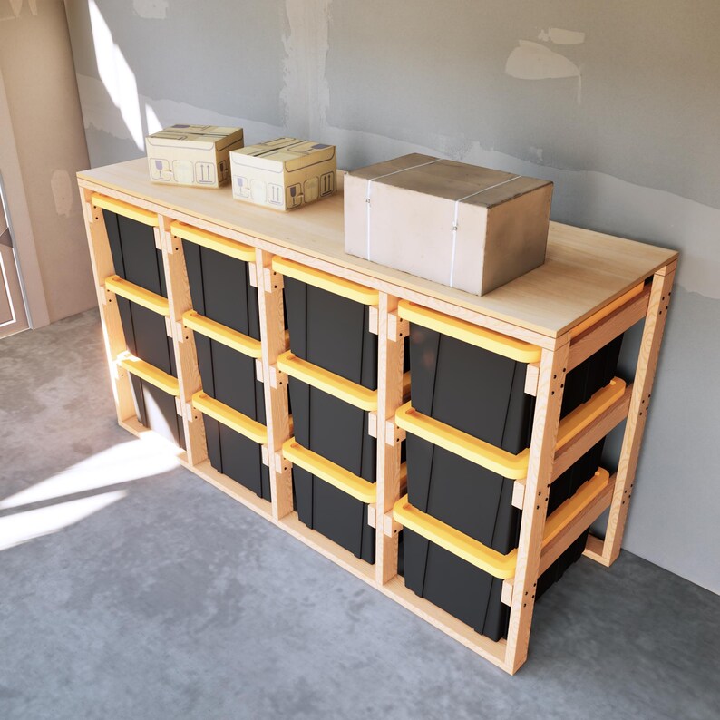 DIY 4x3 Tote Storage Rack Plans for 27 Gallon Bins Holds 12 Totes PDF ...