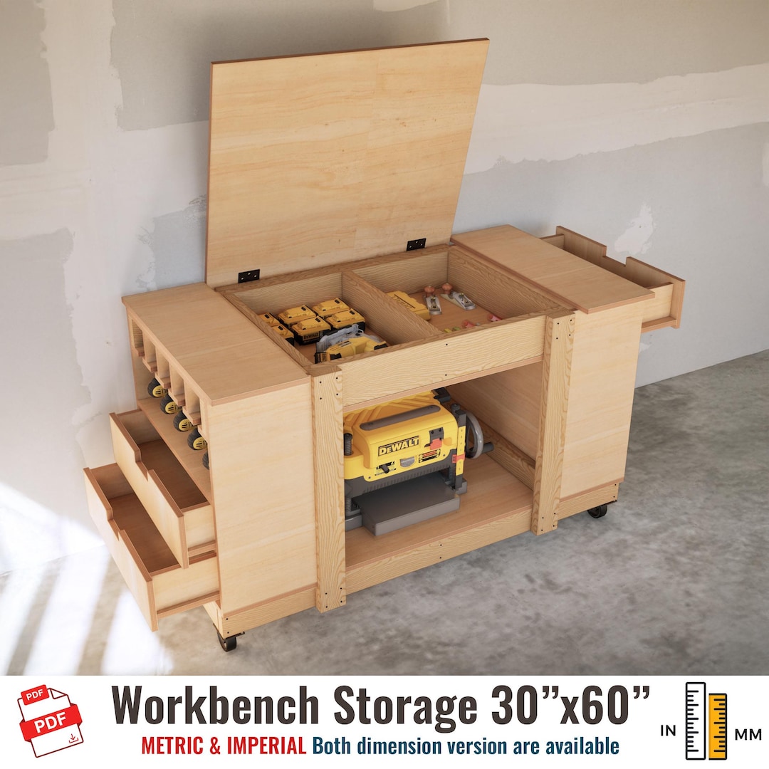 Tool Rack Writen Chart.pdf DIY Workbench Storage Plans, Tool Cabinet With Flip Top Lid, Drawers ...