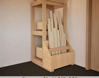 DIY Tool Storage Plans, Wooden Workshop Shelf Organizer with Side Pocket, Digital Garage PDF