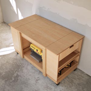 Förvaringsplaner för arbetsbänkar, verktygsskåp med fällbart lock, lådor, garageorganisatör i PDF-format bild 8