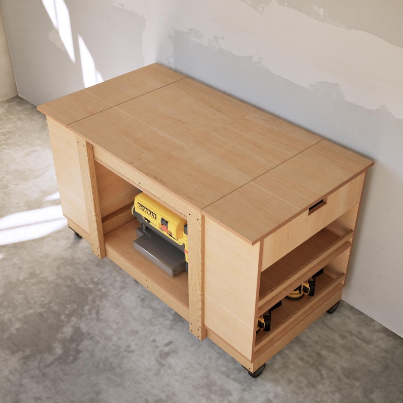 Förvaringsplaner för arbetsbänkar, verktygsskåp med fällbart lock, lådor, garageorganisatör i PDF-format bild 8