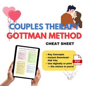 Gottman Method Cheat Sheets, Couples Therapy Resources, Gottman Method Relationship Tools, Couples Therapist Clinical Reference