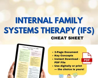 IFS Cheat Sheet, Internal Family Systems Therapy Tools, IFS Parts Work Handout, IFS Resource, Ifs Therapist Worksheet, Self Leadership Guide