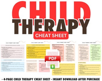 Child Therapy Cheat Sheet | Psychotherapy | Kids Therapy Resources | Children Therapy Session Template | Mental Health | School Counseling