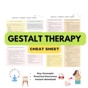 Gestalt Therapy Cheat sheet, Gestalt Therapy Worksheets, Gestalt Therapy Tools, Therapy Resources, Holistic Approach, Here and Now Therapy