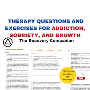 Addiction and Sobriety Therapy Questions and Exercises, Sobriety Therapy Tools, Addition Recovery Relapse Prevention Workbook, AA Counsellor