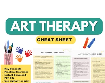 ART Therapy Cheat Sheet, Art therapy Worksheets, Therapy Resources, Art Therapy Handout, Art Emotional Regulation Tool, Mindfulness Tool