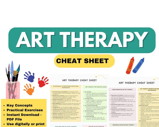 Art Therapy Cheat Sheet Printable Counseling Guide for Therapists ...