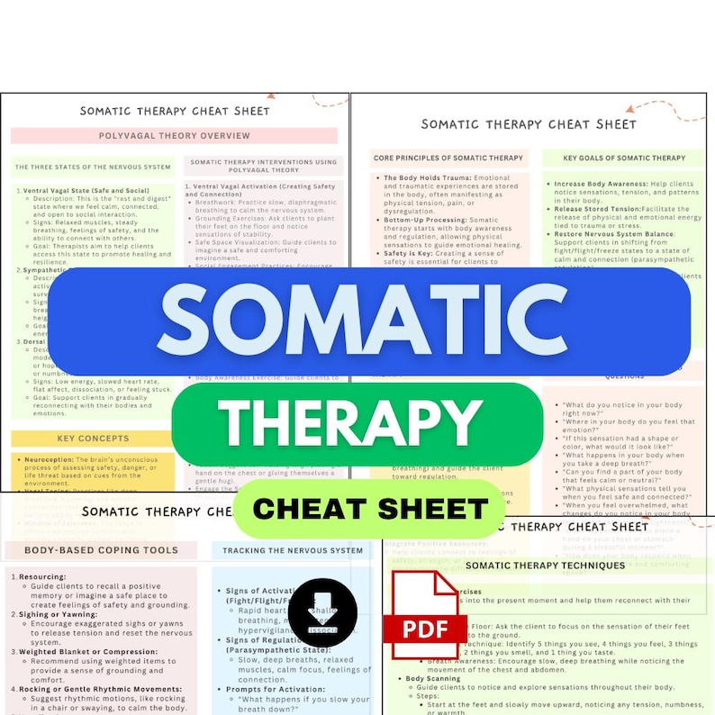 Somatic Tools.pdf Somatic Therapy Cheat Sheets, Polyvagal Theory Resources, Somatic ...