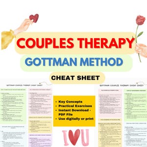 Couples Therapy Cheat Sheet, Gottman Method Cheat Sheet, Gottman Relationship Counseling, Couples Therapist Tools, Relationship Therapy