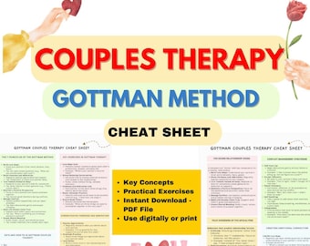 Couples Therapy Cheat Sheet, Gottman Method Cheat Sheet, Gottman Relationship Counseling, Couples Therapist Tools, Relationship Therapy