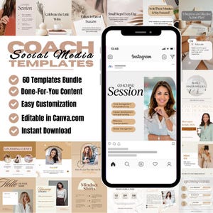 Coach holistique, coach bien-être, coach santé, coach spirituel, Canva Social Media, modèle Instagram, coach de vie, santé et bien-être