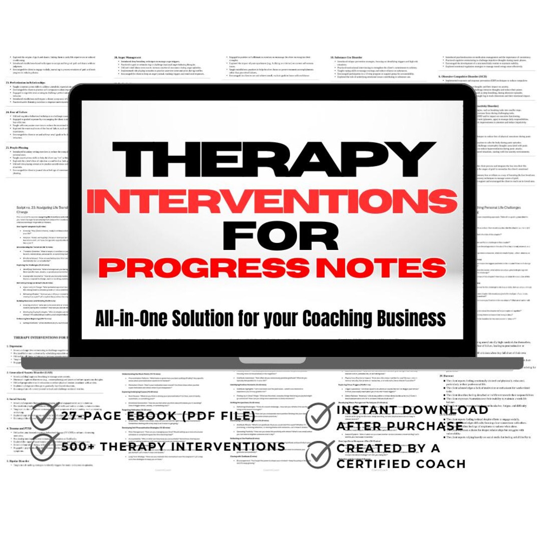 Therapy Interventions for Progress Notes, Therapeutic Interventions ...