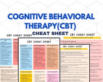 CBT Therapy Cheat Sheet, CBT Therapy Notes, Cognitive Behavioral