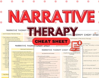 Narrative Therapy Cheat Sheet, Narrative Therapy Resources, Narrative Therapy Interventions, Narrative Exercises, Therapist Counseling Tool