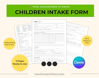 Child Intake Form, Child Intake Counseling Form, School child therapy forms, School Social Worker Worksheets, Kids Therapy Resources