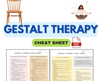Gestalt Therapy Cheat sheet, Gestalt therapist worksheets, Therapy Tools, Gestalt Counselling Handout, Psychologist Resources, Empty Chair