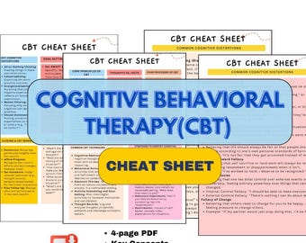 Notas de terapia cognitivo conductual, Hoja de terapia cognitivo conductual, Hojas de referencia de terapia cognitivo conductual, Libro de trabajo cognitivo conductual, Recursos para terapeutas, Herramientas para terapeutas