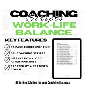 Work-Life Balance, life coaching session, coaching scripts, therapist resources, coaching resources, therapy session, coaching business image 7