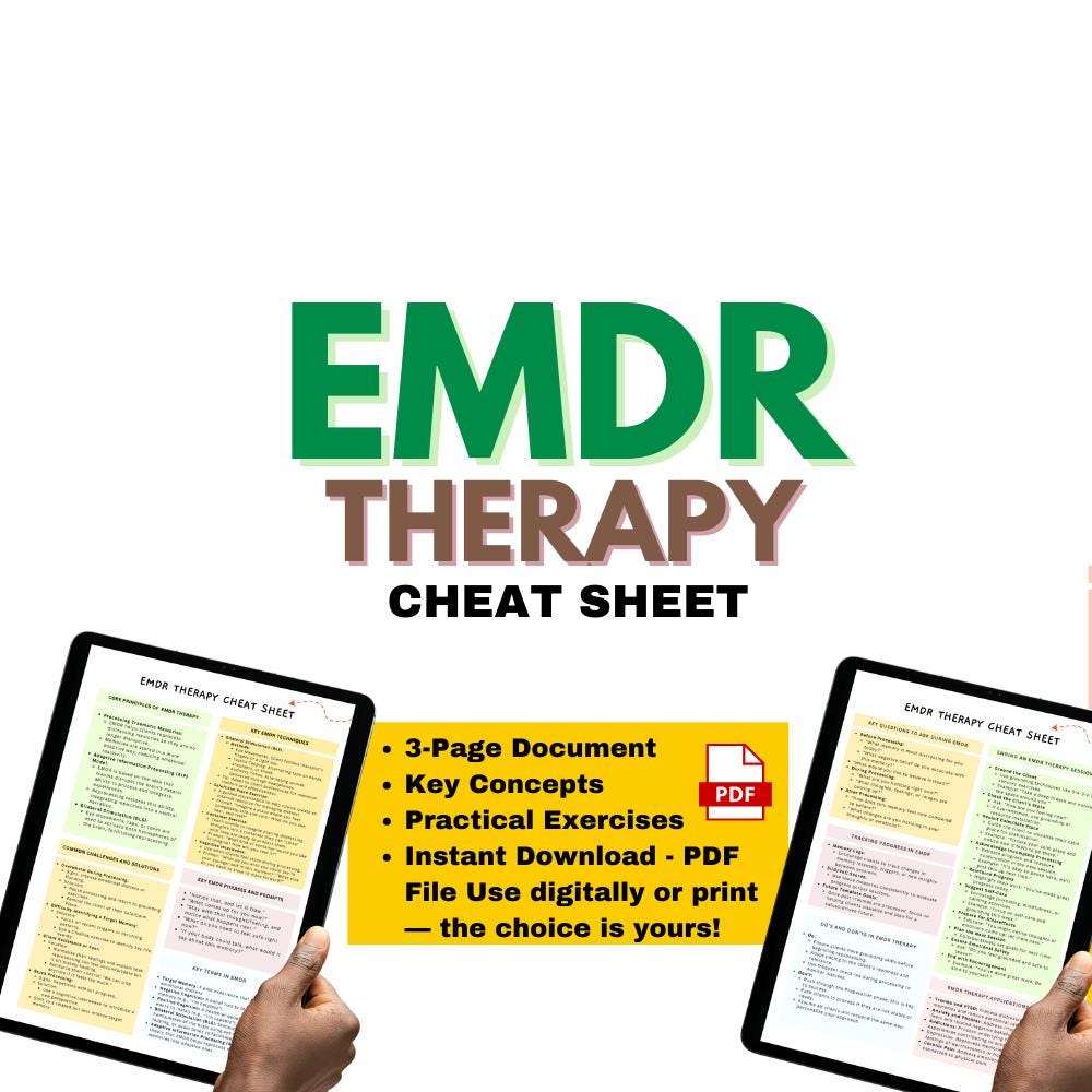 EMDR Therapy Cheat Sheets, Eye Movement Desensitization Reprocessing ...