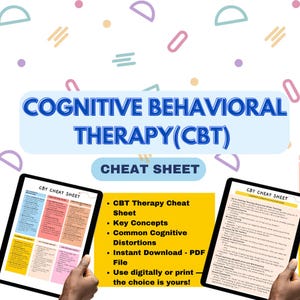 CBT Therapy Cheat Sheet, Cognitive Distortions, Therapist