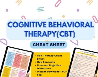 Hoja de referencia sobre terapia cognitivo conductual, hojas de trabajo sobre terapia cognitivo conductual, notas clínicas sobre distorsiones cognitivas, recursos de terapia cognitivo conductual, notas sobre terapia cognitivo conductual