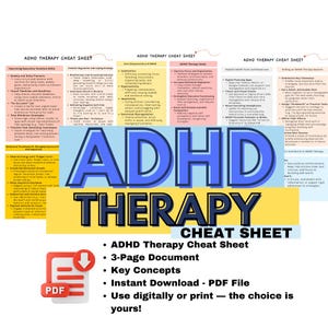 ADHD Therapy| Therapy Resources| Neurodivergent Resources| Attention Deficit Therapist Worksheet| Therapy Cheat Sheet| ADHD Therapy Tools