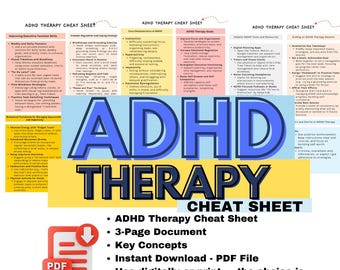 Thérapie du TDAH| Ressources thérapeutiques| Ressources neurodivergentes| Feuille de travail pour thérapeute du déficit de l'attention | Aide-mémoire de thérapie| Outils de thérapie du TDAH