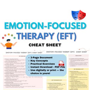EFT Cheat Sheets, Emotion-Focused Therapy Handout, EFT Worksheets, Couple Therapy Tools, Therapist Reference Sheets, EFT Counsellor Guide