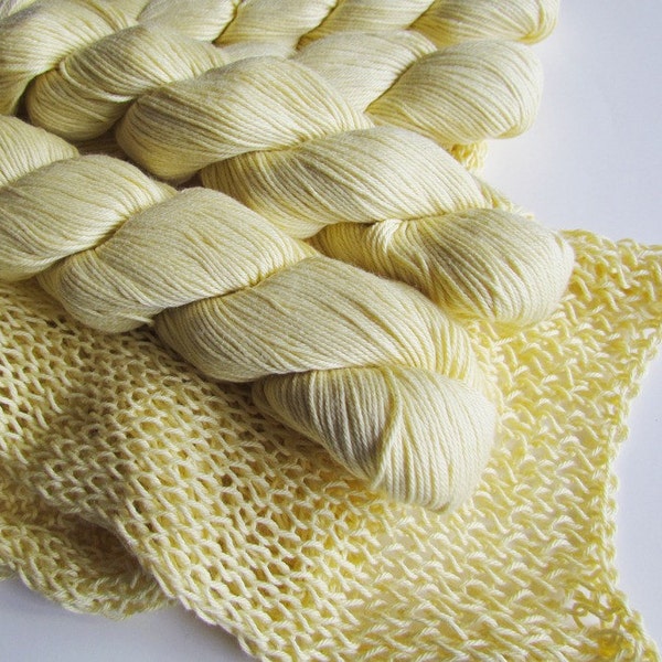 5 Skeins Yellow Yarn Cotton Silk Blend Plymouth Lyndon Hill  Yarn sFrom Nature Color Number 103